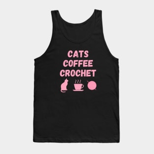 Cat Lady Gift Crochet Gifts Cats Coffee Crochet Yarn Lover Design Tank Top